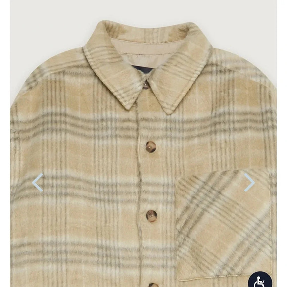 OAK + FORT Shacket Size Small Relaxed fit. Shirt silhouette. Fuzzy plaid fabric. - Picture 15 of 16